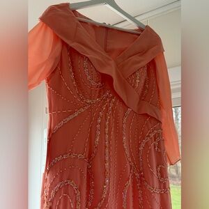 Women’s Coral Bead & Sequin Floor Length Evening/Special Occasion Dress 12 NWT